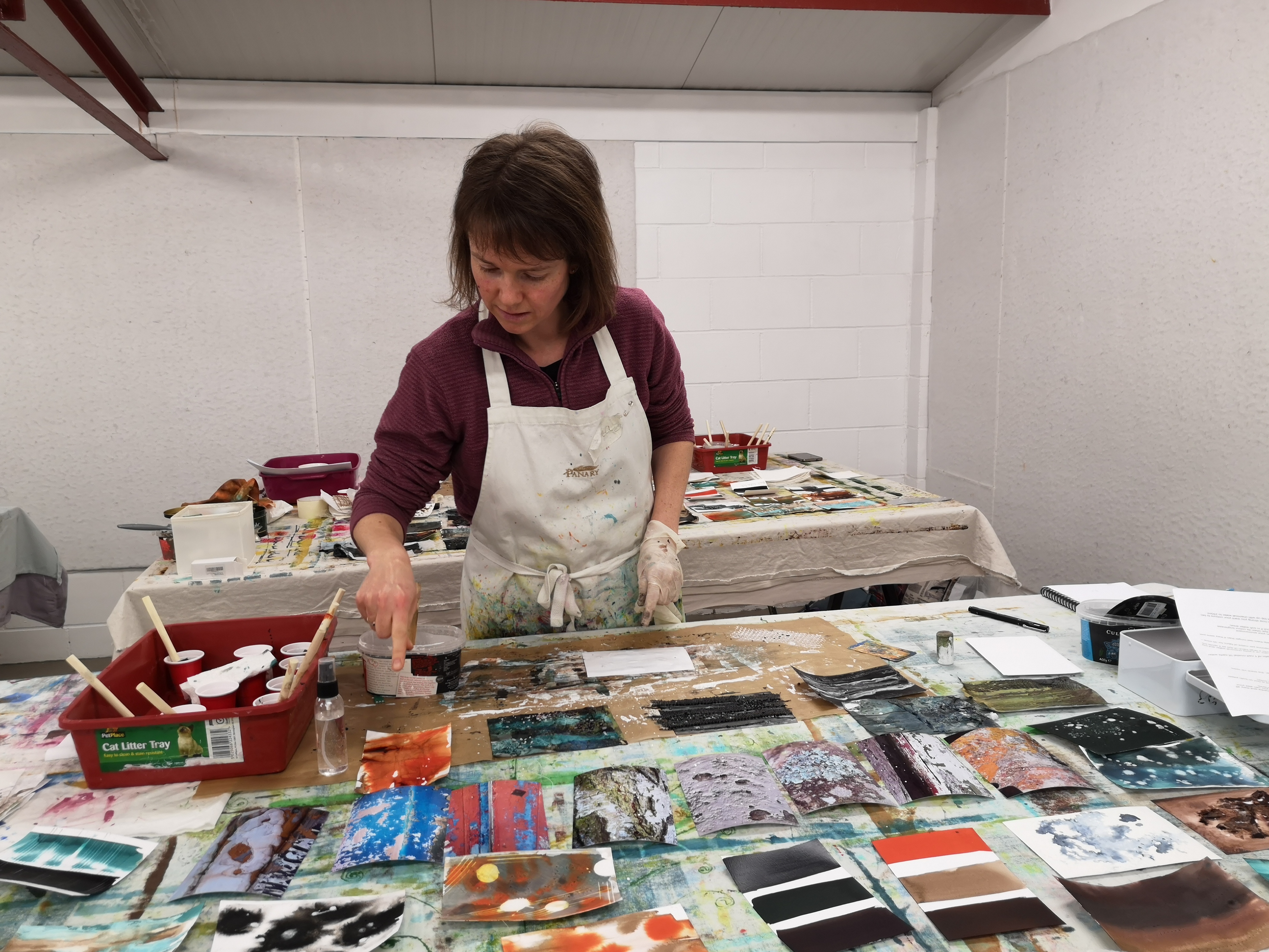 Artist working with textile materials