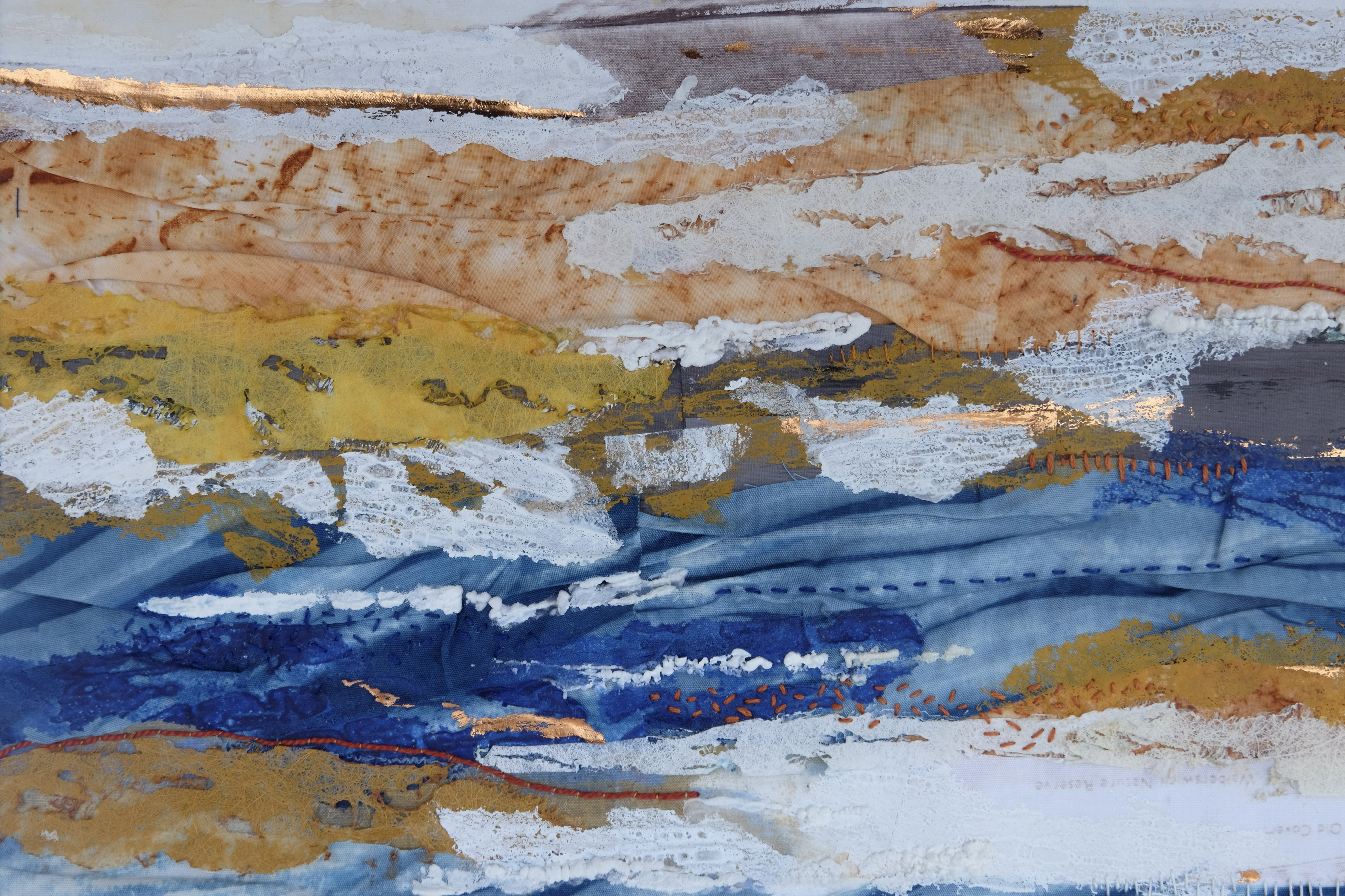 Detail of Walberswick Beach textile artwork