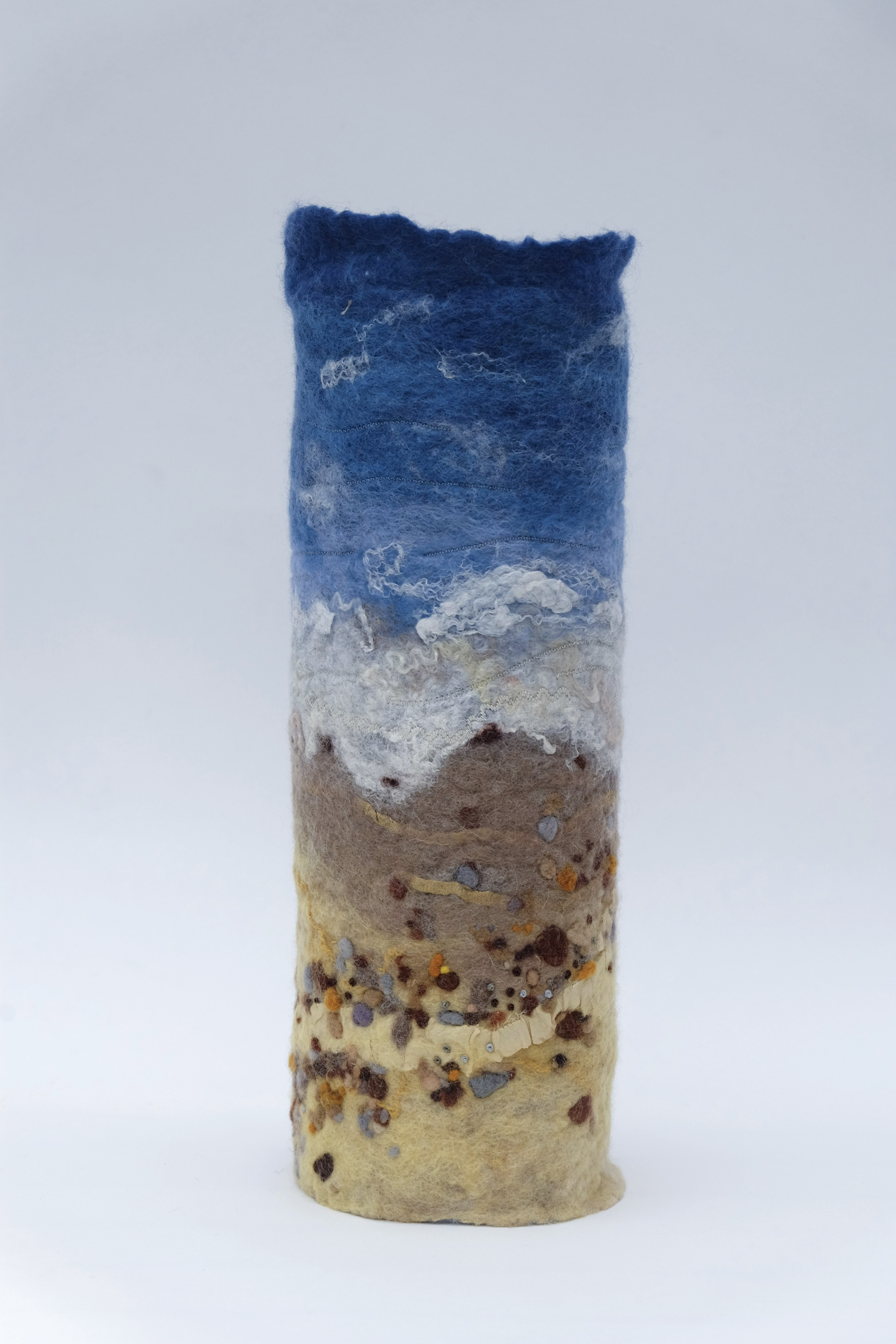 Felted vessel with beach scene